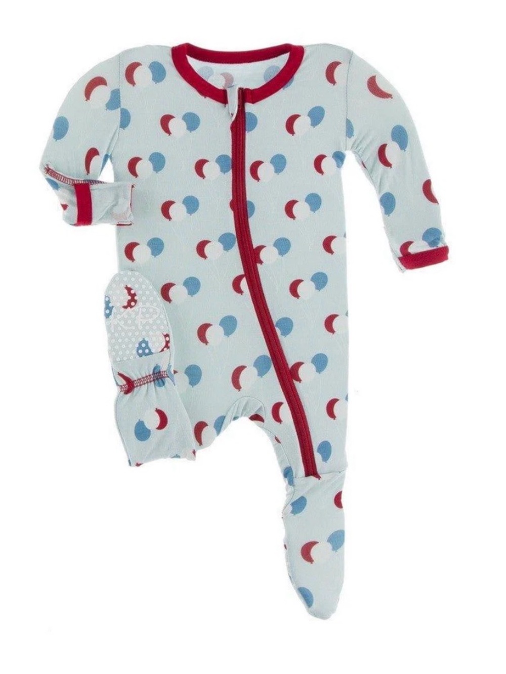 Kickee Pants Blue, Red and White Balloon-Print Footed One-Piece